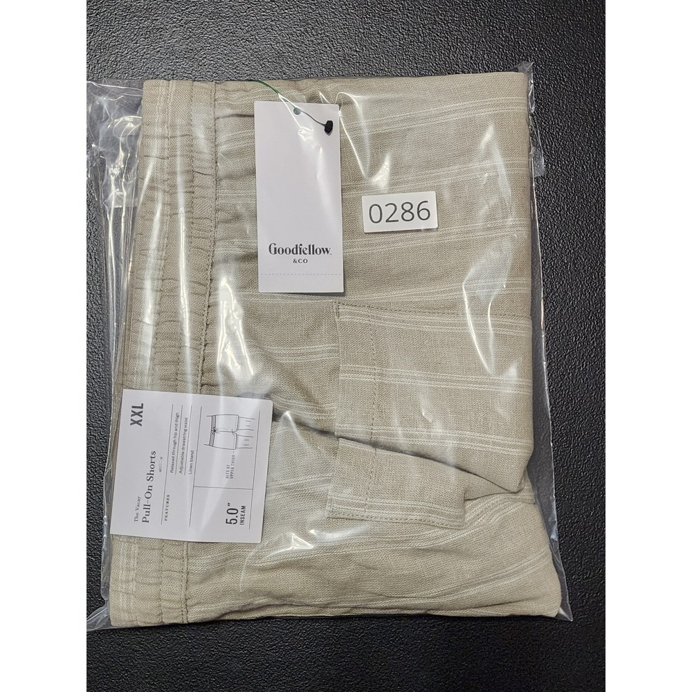 Goodfellow & Co Pull-On Shorts Linen Blend 5"‎ Inseam XXL Tan Stripe - Picture 10 of 10